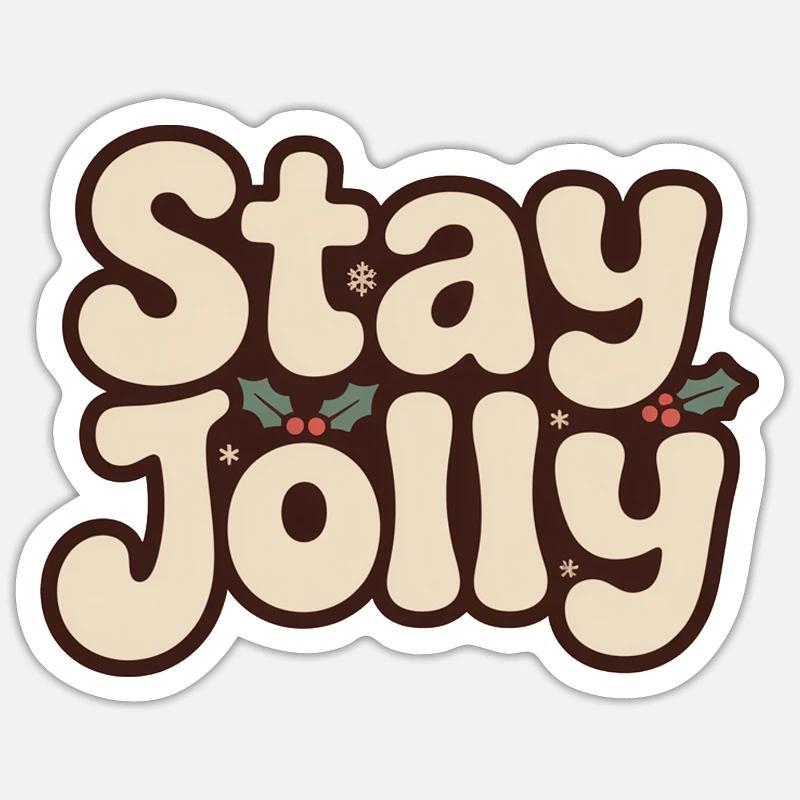 Reste joyeux Noël Holly - Sticker taille S (10 x 10 cm) - blanc mat