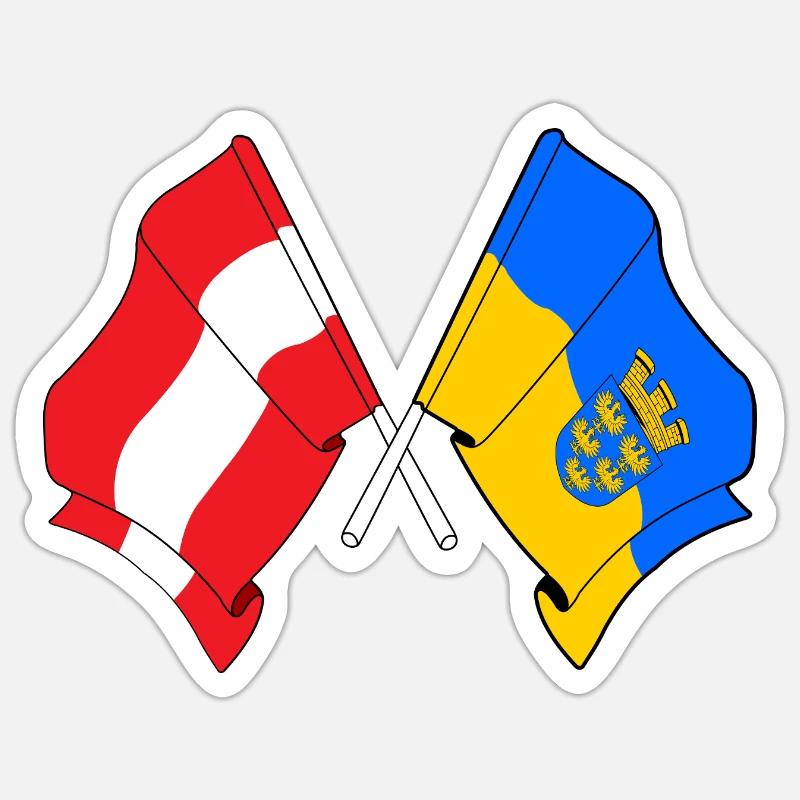 Austria & Lower Austria Crossed Flags - Sticker size S (10 x 10 cm) - white matte