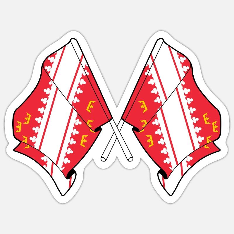 Alsace Flags Crossed - Sticker size S (10 x 10 cm) - white matte