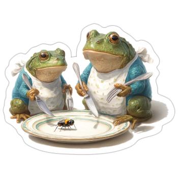 Frog Dinner: Fly on a Plate - Sticker size S (10 x 10 cm) - white matte - Front