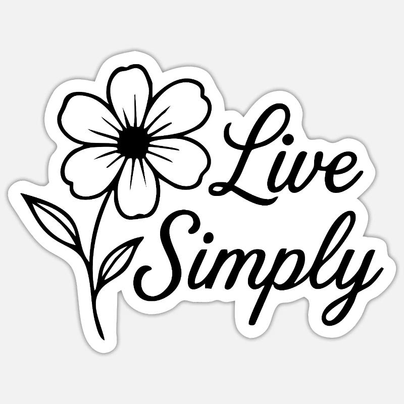 Vivre simplement - Sticker taille S (10 x 10 cm) - blanc mat