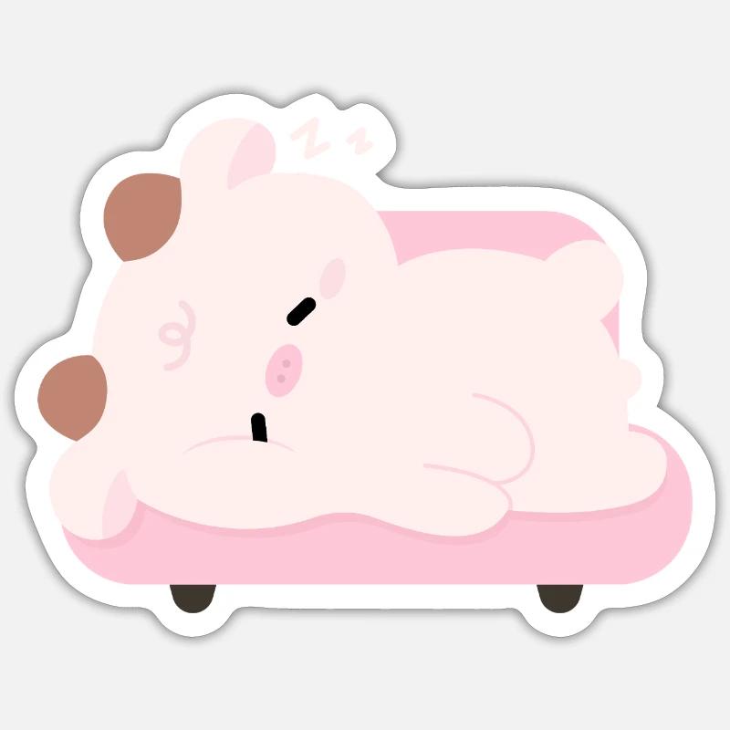Vache fatiguée - Sticker taille S (10 x 10 cm) - blanc mat