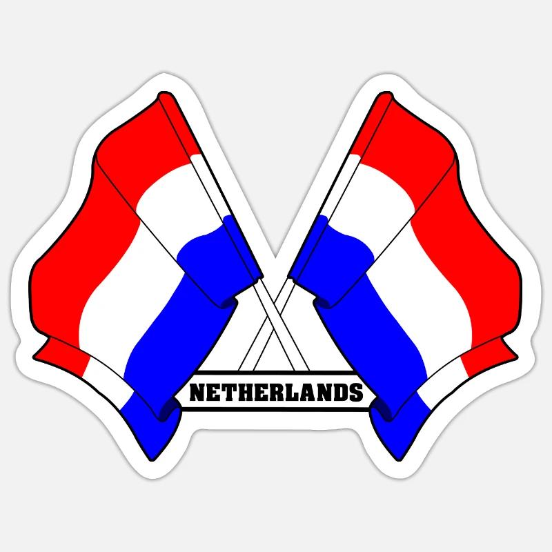 Drapeaux croisés des Pays-Bas - Sticker taille S (10 x 10 cm) - blanc mat