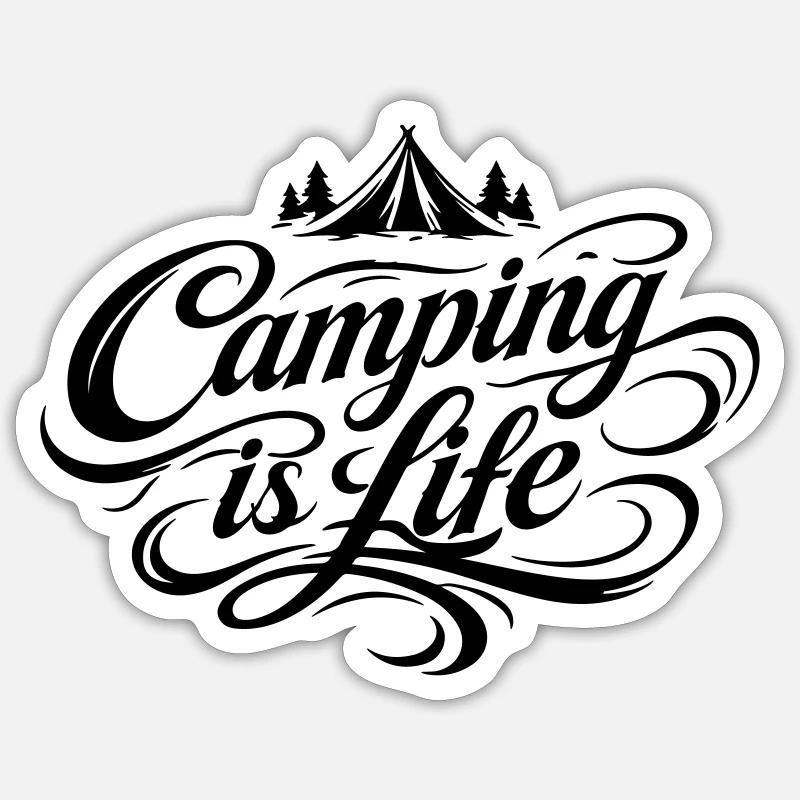 Camping Leben Spruch - Sticker Größe S (10 x 10 cm) - Mattweiß
