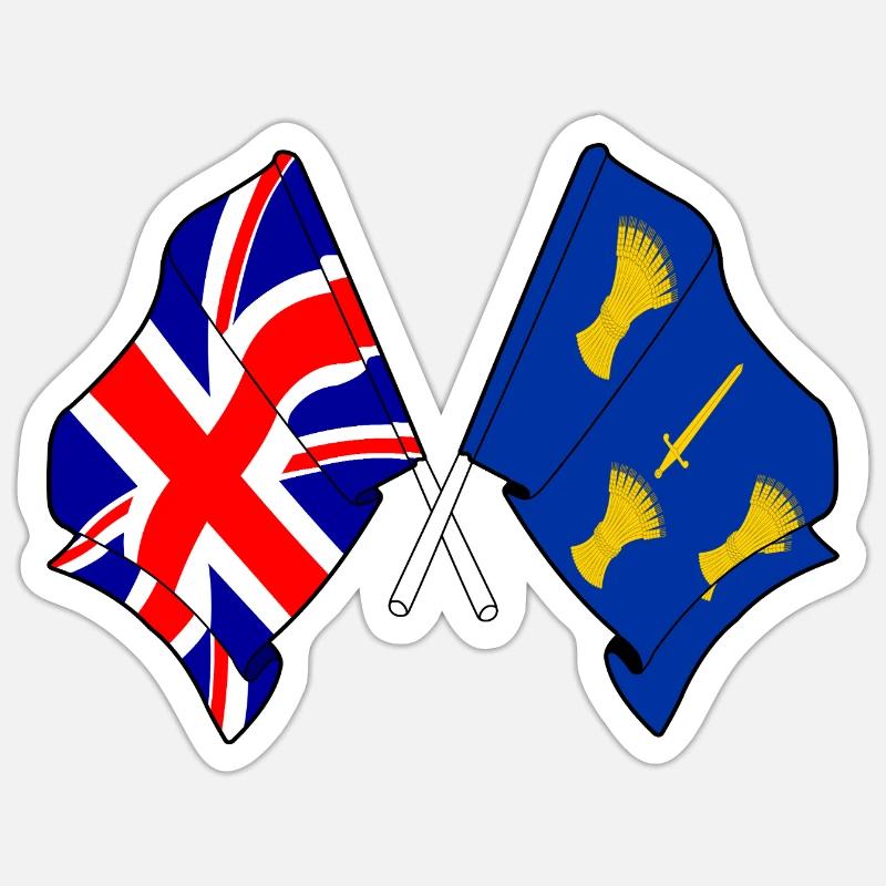 Cheshire &amp; Great Britain Flags - Sticker size S (10 x 10 cm) - white matte