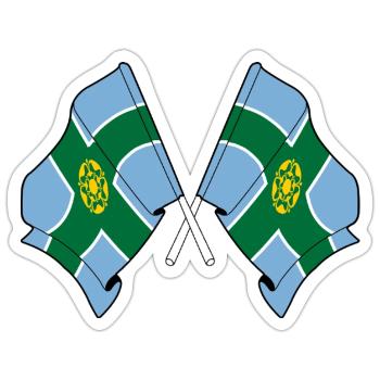 Drapeaux du Derbyshire croisés - Sticker taille S (10 x 10 cm) - blanc mat - Devant