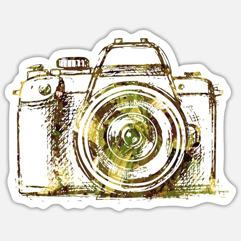 Portrait caméra camouflé - Sticker taille S (10 x 10 cm) - blanc mat