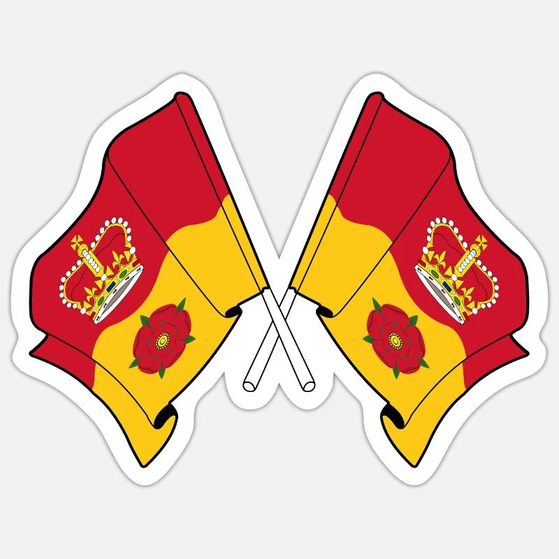 Drapeaux croisés du Hampshire - Sticker taille S (10 x 10 cm) - blanc mat