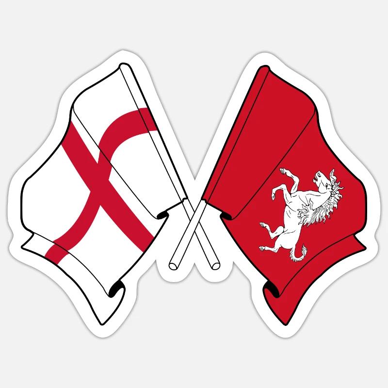 Kent traversé avec drapeau anglais - Sticker taille S (10 x 10 cm) - blanc mat
