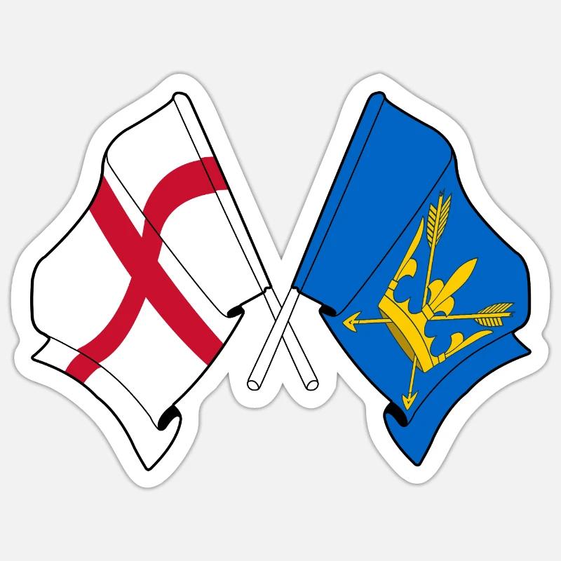 Suffolk & England Crossed Flags - Sticker size S (10 x 10 cm) - white matte