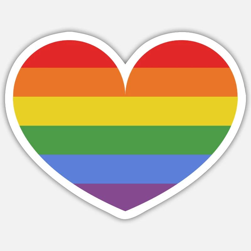 Regenbogenherz - Sticker Größe S (10 x 10 cm) - Mattweiß
