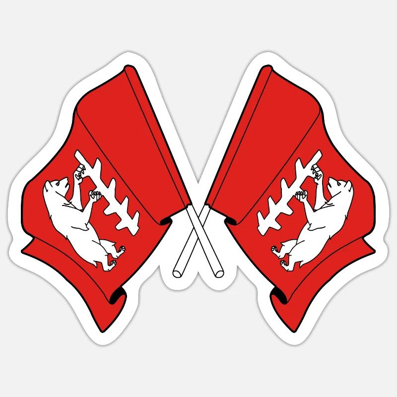 Deux drapeaux croisés du Warwickshire - Sticker taille S (10 x 10 cm) - blanc mat