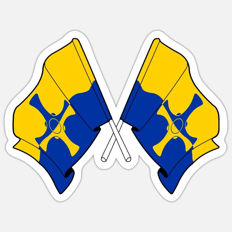 Deux drapeaux franchis – Durham - Sticker taille S (10 x 10 cm) - blanc mat