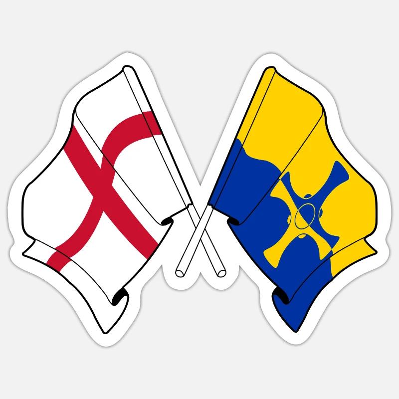 Durham et l’Angleterre croisés - Sticker taille S (10 x 10 cm) - blanc mat