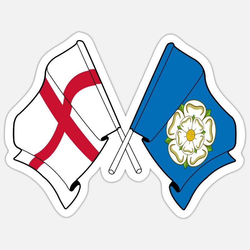 Yorkshire et Angleterre croisés Sticker taille S (10 x 10 cm)