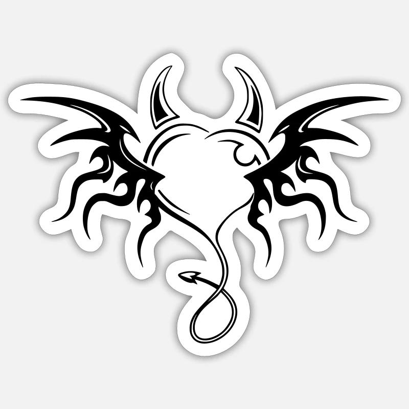 Devil's Heart - Sticker size S (10 x 10 cm) - white matte