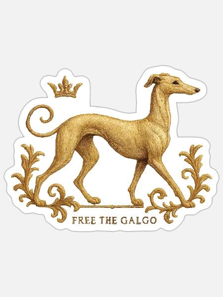 Free the Galgo - Embroidery Nr01 - Sticker Größe S (10 x 10 cm) - Mattweiß