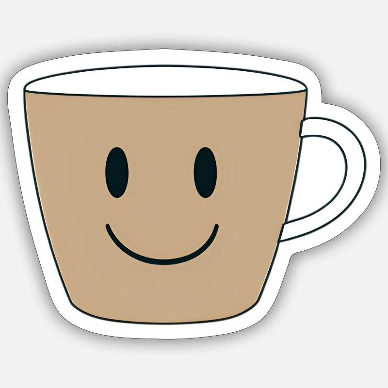 Lächelnder Kaffeebecher Design - Sticker Größe S (10 x 10 cm) - Mattweiß
