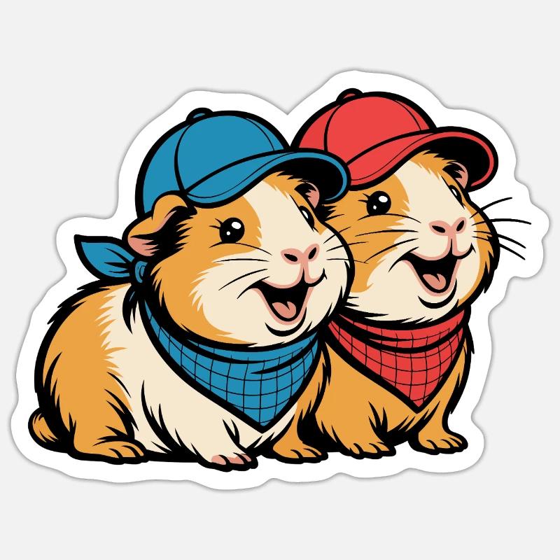 Amis cochons d’Inde mignons – Motif drôle d’animal Sticker taille S (10 x 10 cm)