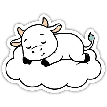 Sleeping Cow Cloud Dream Baby - Sticker size S (10 x 10 cm) - white matte - Front
