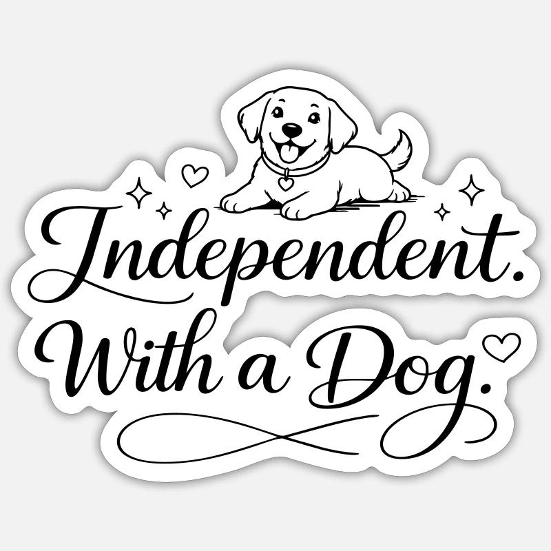 Indépendant. Avec un chien. - Sticker taille S (10 x 10 cm) - blanc mat
