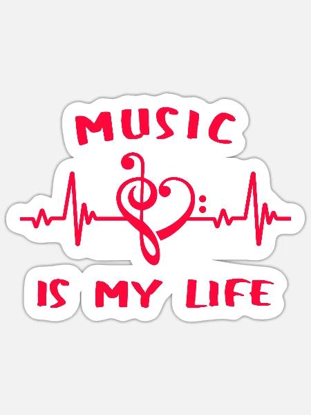 MUSIC IS MY LIFE - Musikliebe - Sticker Größe S (10 x 10 cm) - Mattweiß