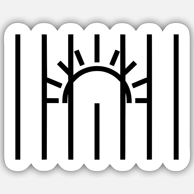 Prison de Sun Behind Baraux Sticker taille S (10 x 10 cm)