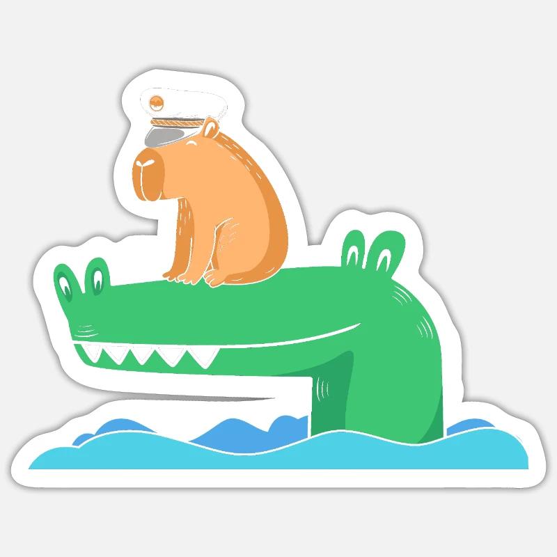 Capybara Capibara - Sticker taille S (10 x 10 cm) - blanc mat