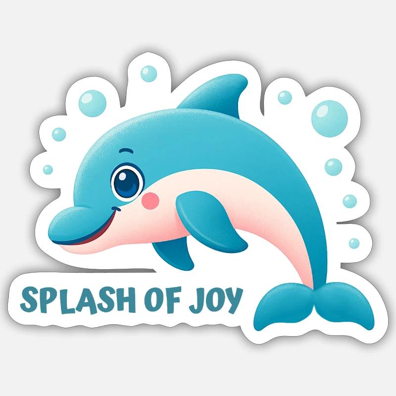 Dauphin qui éclabousse joyeusement - Sticker taille S (10 x 10 cm) - blanc mat