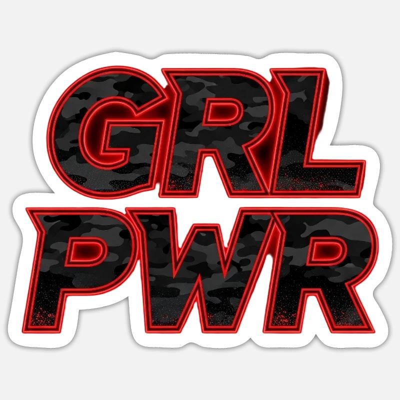 GRL PWR Girl Power Statement - Sticker Größe S (10 x 10 cm) - Mattweiß