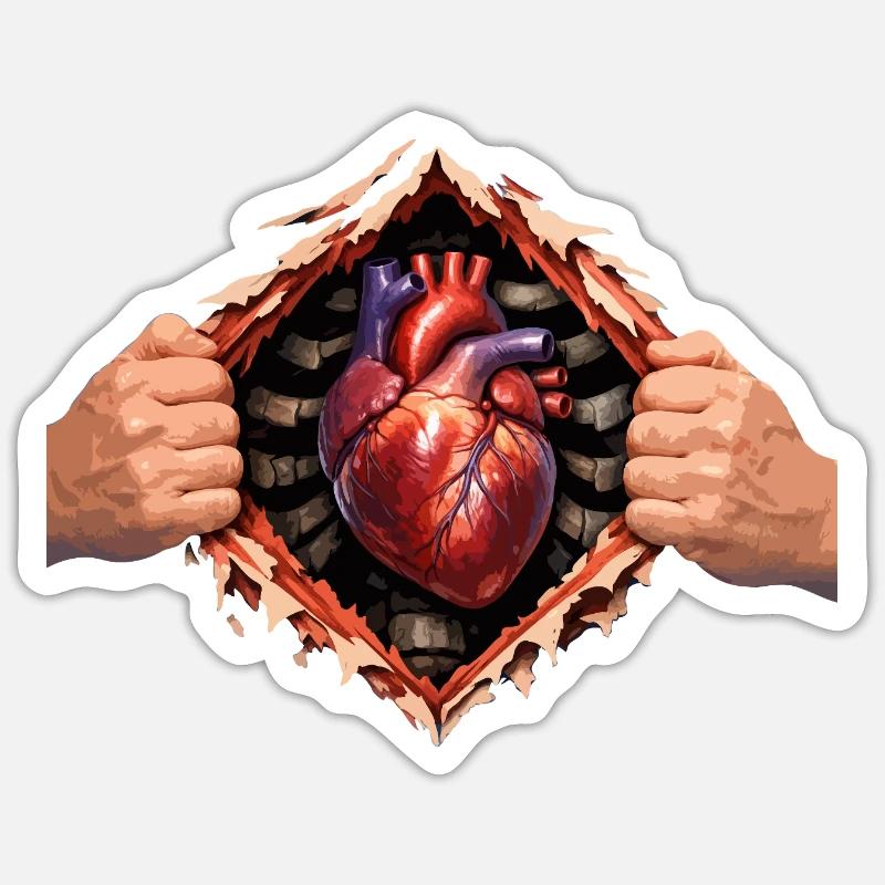 Herz durch das geplatzte Gehäuse - Sticker Größe S (10 x 10 cm) - Mattweiß