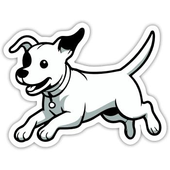 Dessin animé de chien joueur - Sticker taille S (10 x 10 cm) - blanc mat - Devant