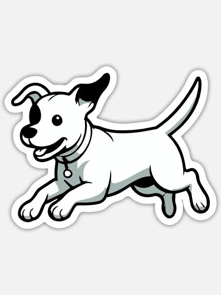 Verspielter Hund-Cartoon - Sticker Größe S (10 x 10 cm) - Mattweiß