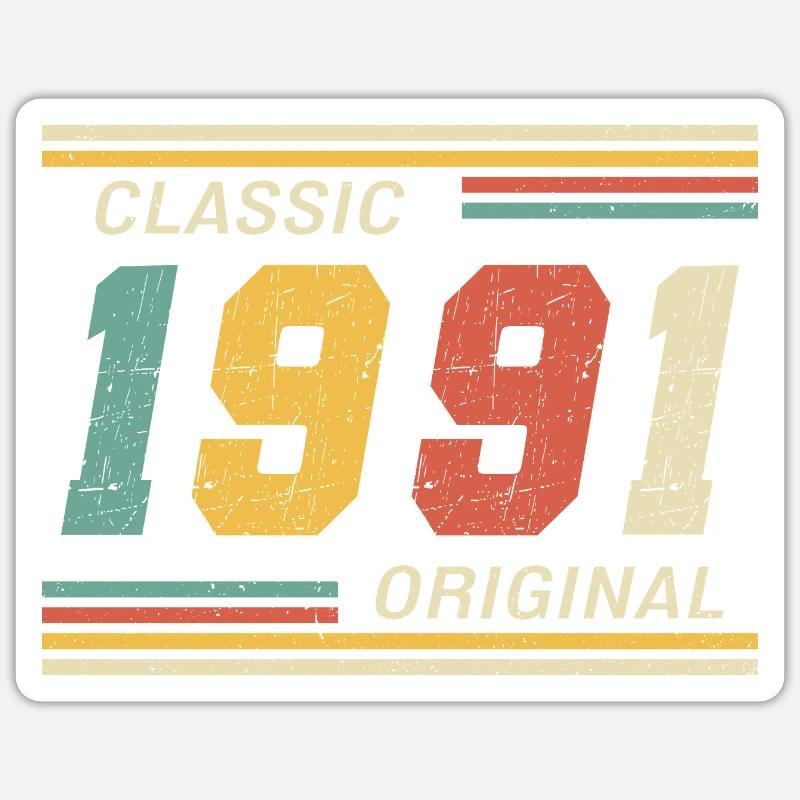 Classic 1991 original 1991 - Sticker Größe S (10 x 10 cm) - Mattweiß