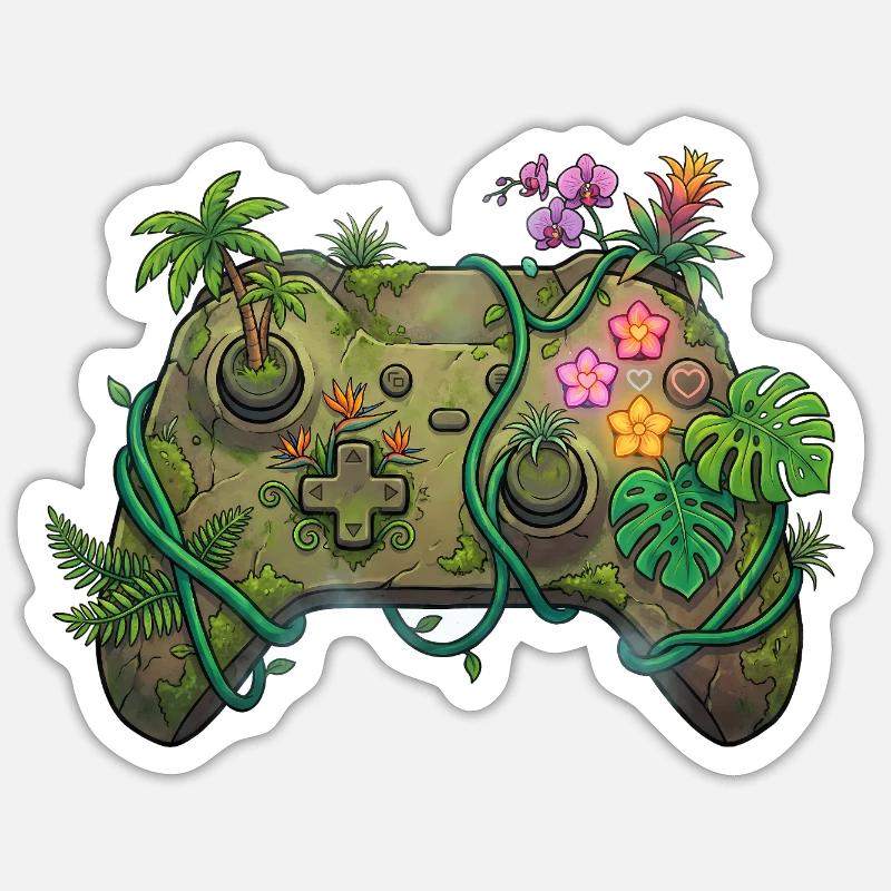 Jungle Controller - Gaming Sticker - Sticker size S (10 x 10 cm) - white matte