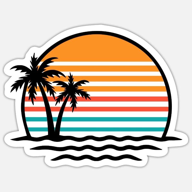 Sunset Retro Palm Trees Sticker size S (10 x 10 cm)
