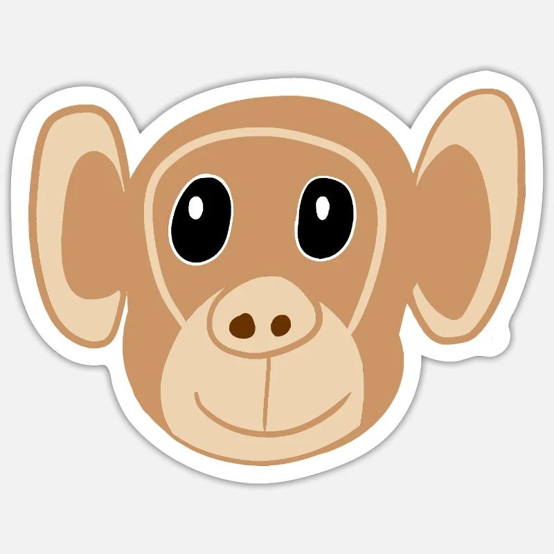 Cute Monkey Face Print Monkey Monkey Kids Sticker size S (10 x 10 cm)