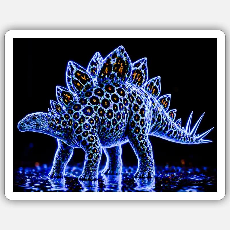 Neon Stegosaurus Glow Pattern Sticker size S (10 x 10 cm)