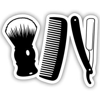 Salon de coiffure - Sticker taille S (10 x 10 cm) - blanc mat - Devant