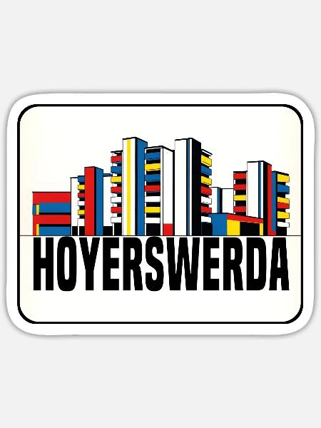 Hoyerswerda Plattenbau - Sticker Größe S (10 x 10 cm) - Mattweiß