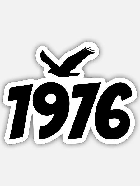 1976 Vintage Jahrgang Adler Grafik - Sticker Größe S (10 x 10 cm) - Mattweiß