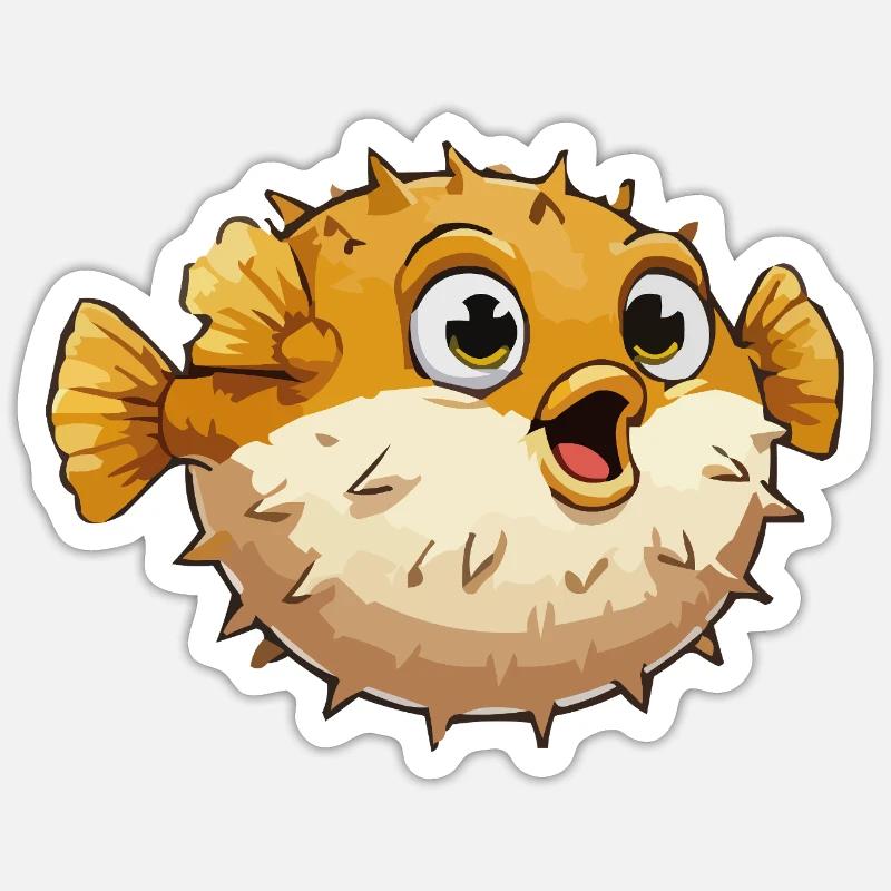 Puffer Fish Comic - Sticker size S (10 x 10 cm) - white matte