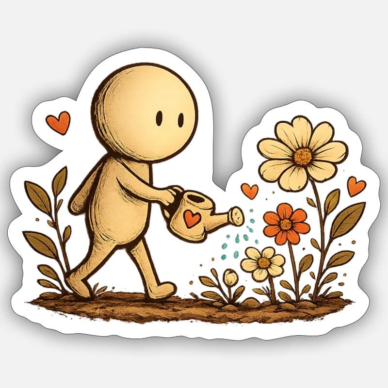 Der kleine Gedanke | Blumenliebe - Sticker Größe S (10 x 10 cm) - Mattweiß