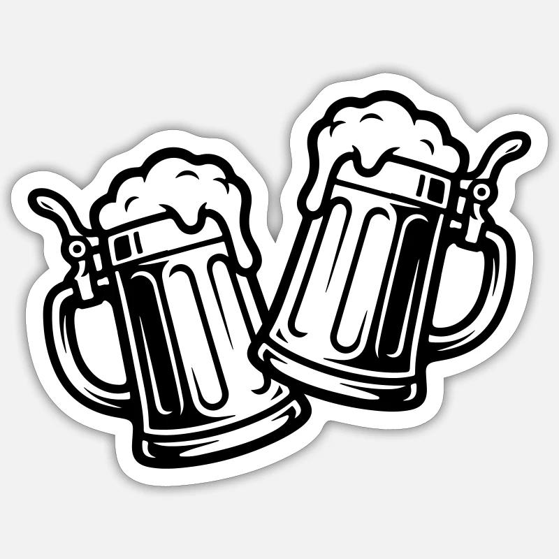 Bier Prost Symbol - Sticker Größe S (10 x 10 cm) - Mattweiß