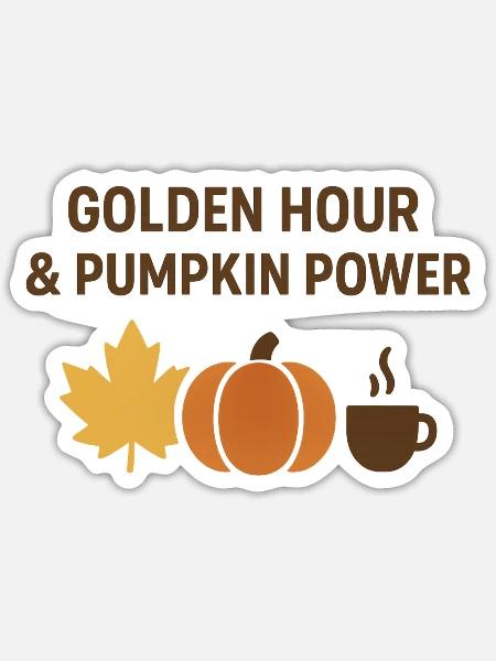 Goldene Stunde & Kürbispower - Sticker Größe S (10 x 10 cm) - Mattweiß