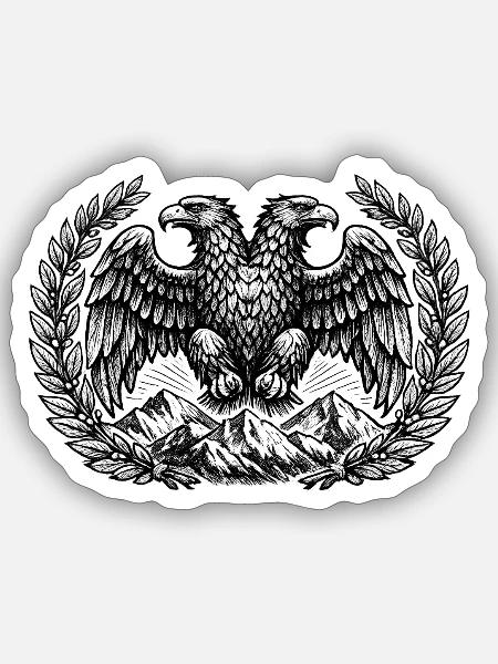 Albanien Shirt Flagge Adler Urlaub Balkan Geschenk - Sticker Größe S (10 x 10 cm) - Mattweiß