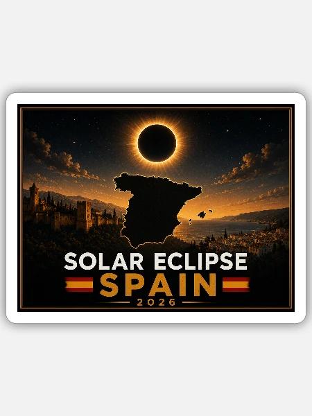Solar Eclipse Spain 2026 - Sticker Größe S (10 x 10 cm) - Mattweiß