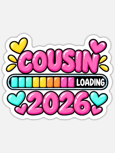 Cousin wird 2026 laden – süße Ankündigung - Sticker Größe S (10 x 10 cm) - Mattweiß