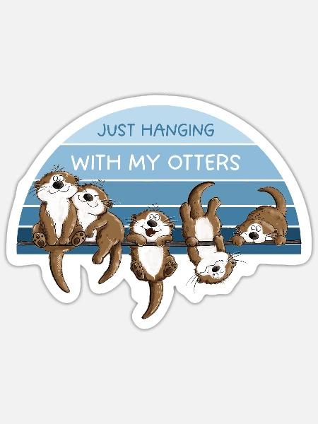 Otter Team Wildtiere Freundschaft Tierhumor - Sticker Größe S (10 x 10 cm) - Mattweiß