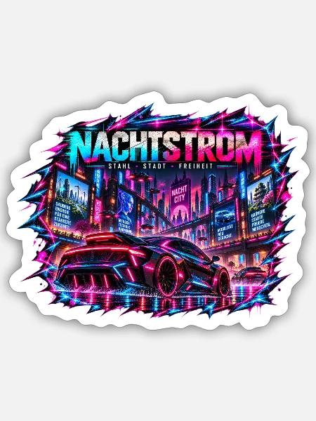 Nachtstrom Neonrenner Stadt - Sticker Größe S (10 x 10 cm) - Mattweiß